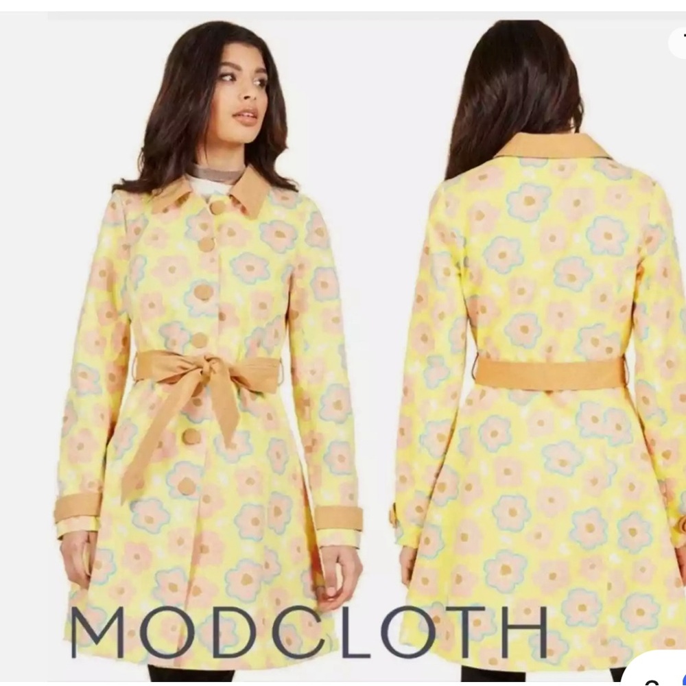 NWOT- Modcloth Yellow Floral Coat